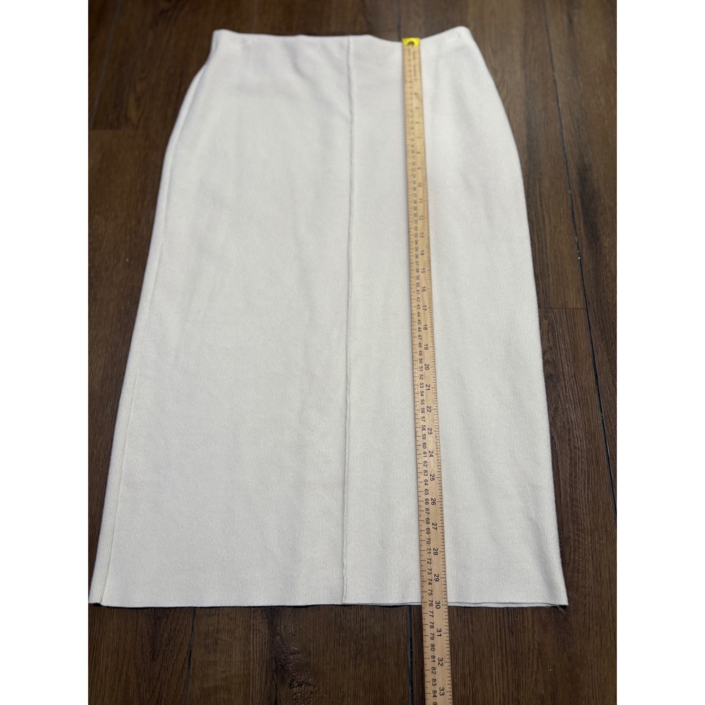 Zara Women's L Cream Ivory Knit Midi Skirt Minimalist Pull On Column - Picture 5 of 8